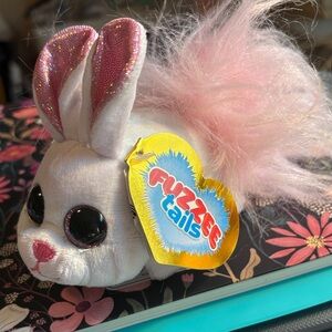 Fuzzee Tails White Bunny Plush Toy
